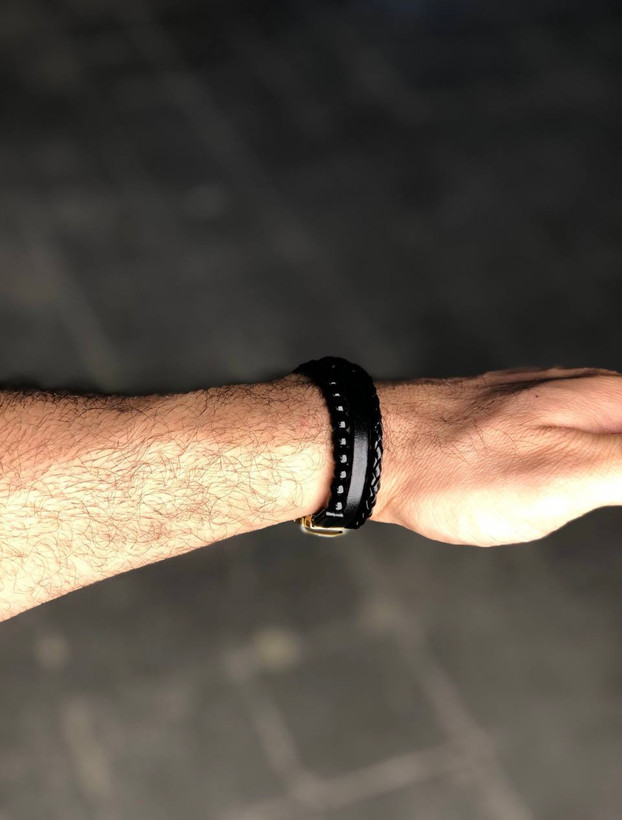 دستبند چرمی مشکی